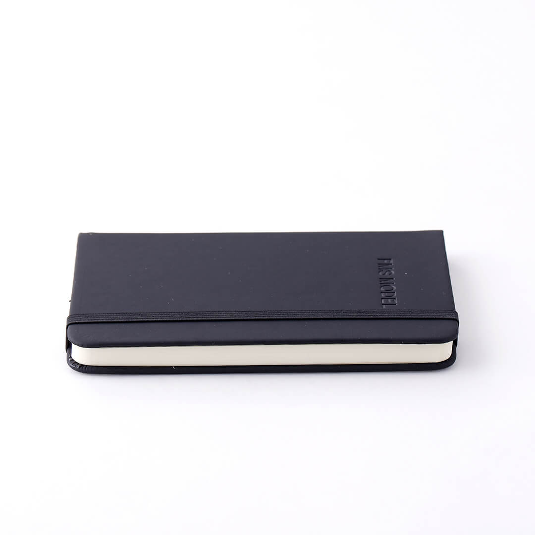 FMS Hobby black notebook with embossed logo and white inner pages