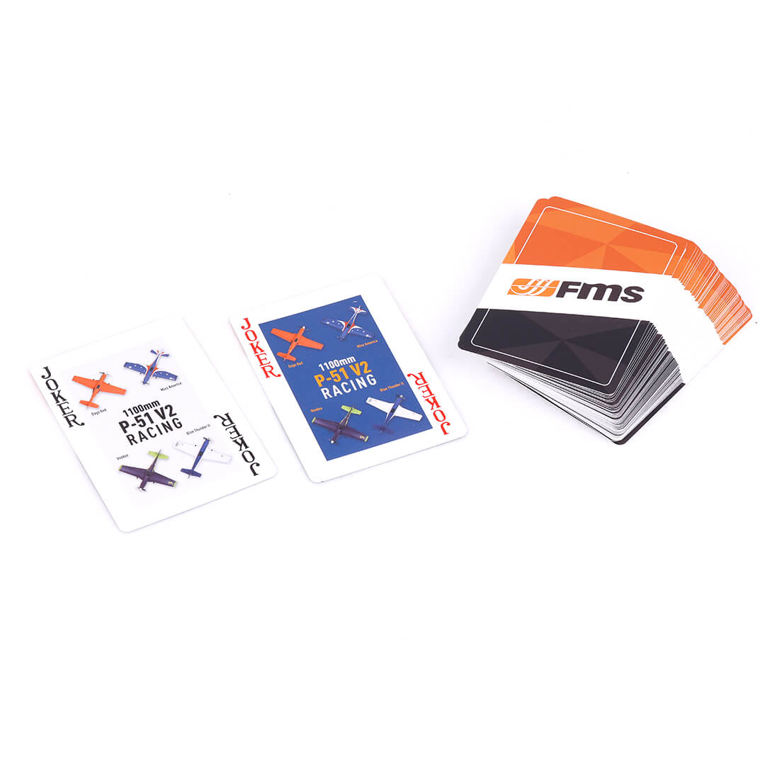 FMS Customized Poker Cards showcasing P-51 V2 racing aircraft design