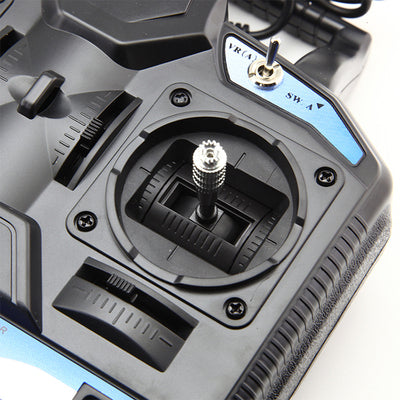 Close-up of Flysky FS-SM600 RC flight controller joystick and throttle control