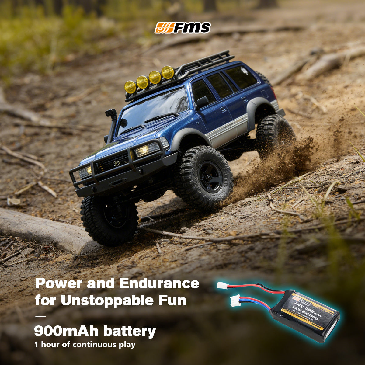 1/18 Toyota LC80 RC Crawler | RTR All-Terrain RC Car | FMS