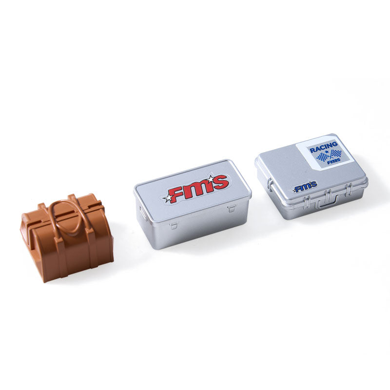 1:18/1:24 luggage carrier set with FMS branding and two storage boxes