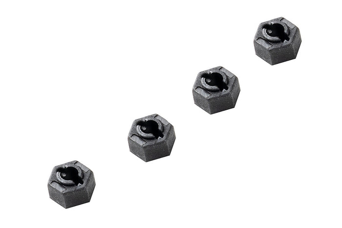 Hex wheel hexes for 1:18 RC models, pack of four for enhanced performance.