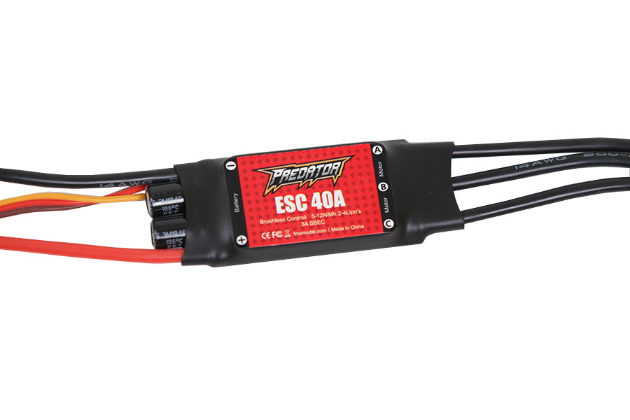 Predator 40A Electronic Speed Controller for RC models with red casing.