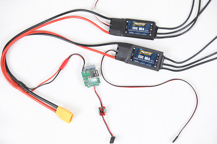 Dual 80A ESC with 8A BEC and EC5 connectors for RC models.