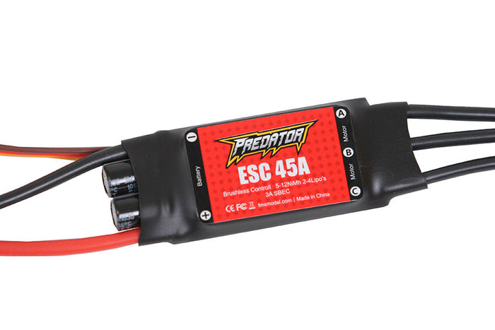 Predator 45A ESC for RC models with red label and input cables