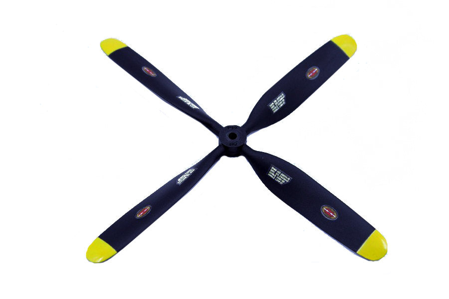 FMSPROP030 10.5x8 propeller with black blades and yellow tips