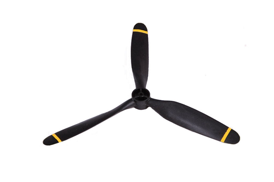 800mm Zero V2 propeller 8.5*6 with black blades and yellow stripes.