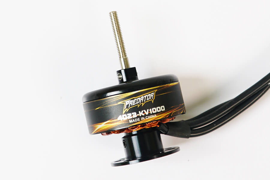 FMS 4023-KV1000 motor with Predator branding and wire connectors