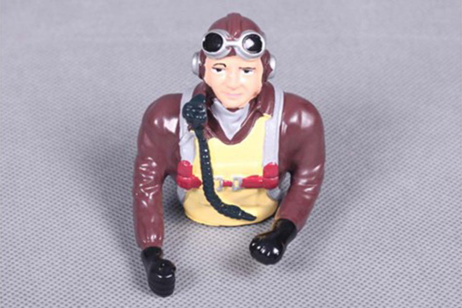 Pilot figurine with goggles and leather jacket for RC model enthusiasts