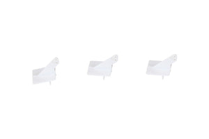 White control horns for RC models, ensuring precise steering and control.