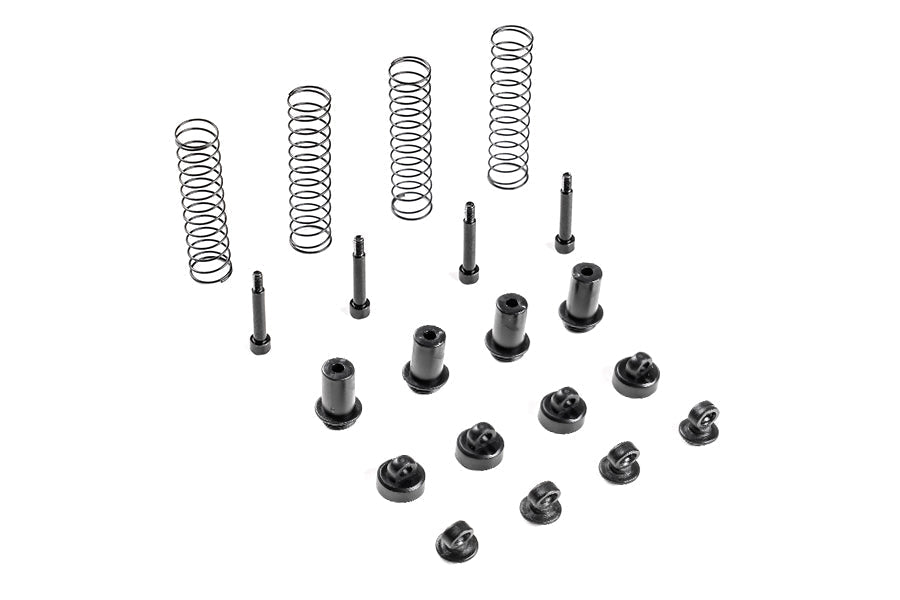 RC vehicle shock plastic parts and springs for enhanced performance