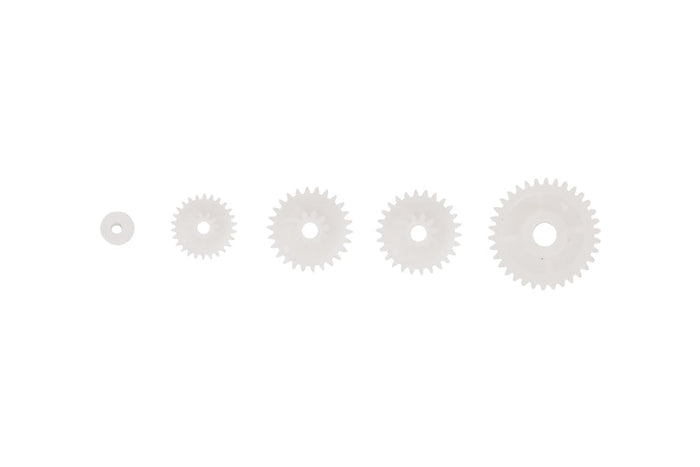 Plastic gear set for 1:18 RC models, including various sizes of gears.