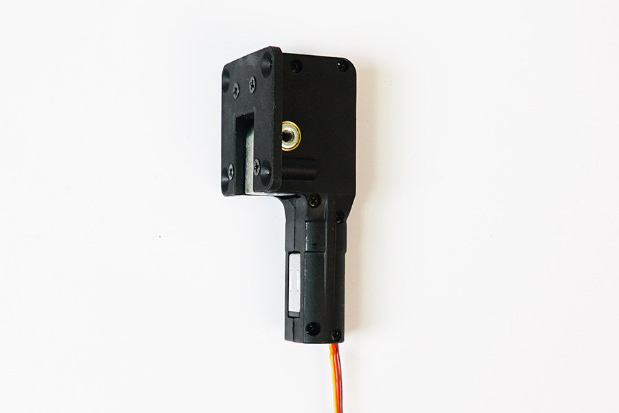 Retract servo for RC models with black casing and wiring