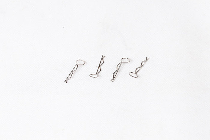 Four metal body clips for 1:6 scale RC car models