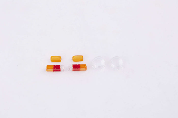 1:12 Toyota FJ45 lens set parts: orange, red, and clear lenses