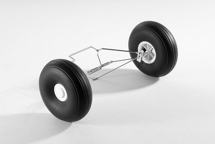 1300mm PA-18 front landing gear set with black wheels and metal frame