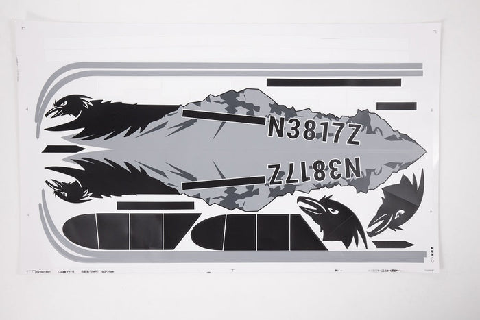 PA-18 airplane sticker sheet with N38177 design in black and gray