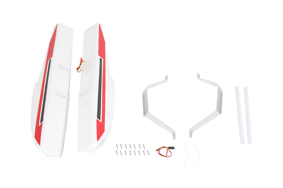 2000mm Beaver V2 Float Set with red and white floats and assembly parts