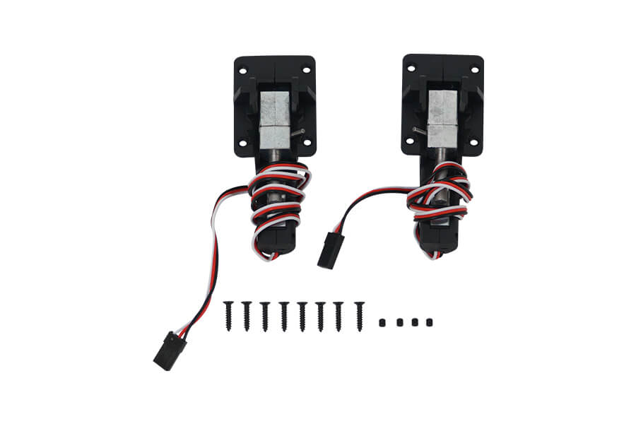 E-retract servos for RC airplane landing gear with wiring and screws