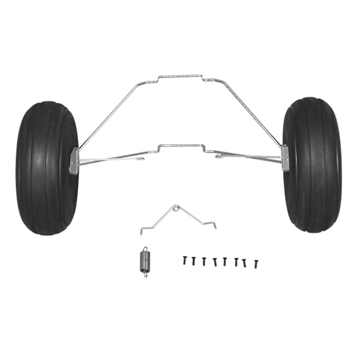 PA-18 front landing gear set with wheels and assembly parts.