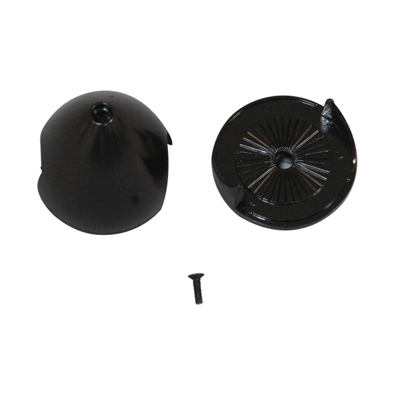 Black RC airplane spinner set with screw