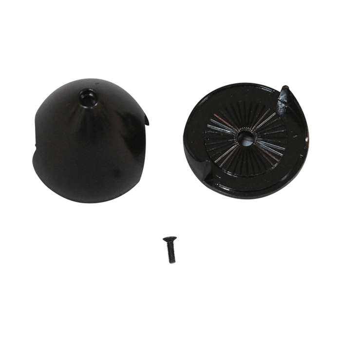 Black RC airplane spinner set with screw