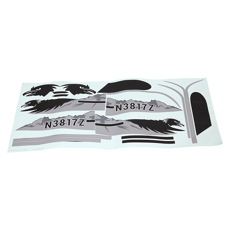 1700mm PA-18 decal sheet with wolf graphics and N3817Z registration.